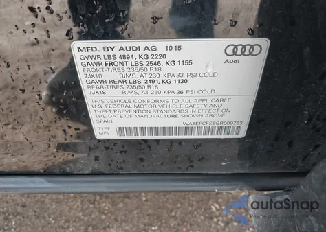 2016 Audi Q3 2.0T Premium Plus from USA, damaged, VIN WA1EFCFS6GR009753